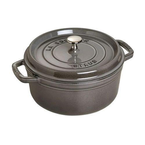 CAÇAROLA STAUB REDONDA EM FERRO FUNDIDO CINZA GRAFITE 26CM 405093120