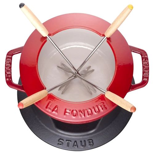CONJUNTO STAUB DE FONDUE EM FERRO FUNDIDO VERMELHO CEREJA 18CM 405119740