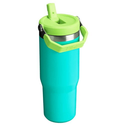 GARRAFA STANLEY TÉRMICA TUMBLER FLIP STRAW 887ML VERDE TROPICAL TEAL 08596-00