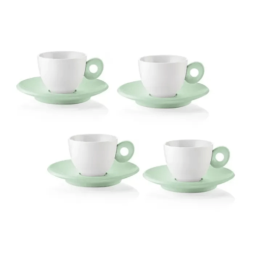 JOGO DE 4 XÍCARAS GUZZINI CAFÉ EXPRESSO 50ML PORCELANA COM PIRES VERDE 81701243
