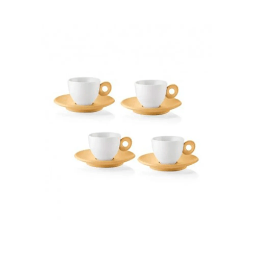 JOGO DE 4 XÍCARAS GUZZINI CAFÉ EXPRESSO 50ML PORCELANA COM PIRES MOSTARDA VIBRANTE 81701211