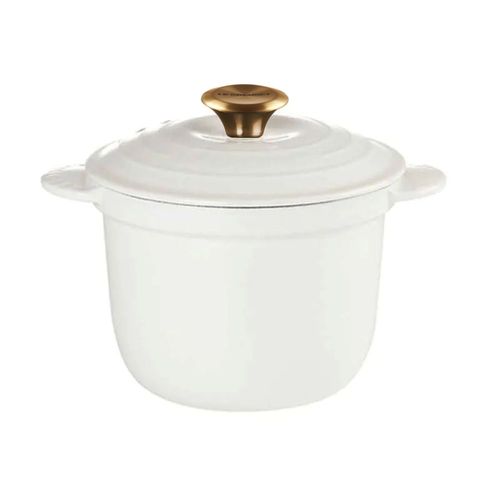 PANELA DE ARROZ LE CREUSET SEM TAMPA INTERNA COM PEGADOR DOURADO 18CM BRANCA 22110016010041