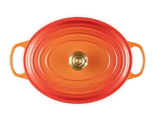 PANELA LE CREUSET SIGNATURE OVAL EM FERRO FUNDIDO FLAMME DORÉE 31CM 21178311834479