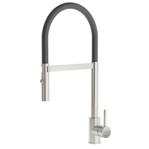 MISTURADOR TRAMONTINA MONOCOMANDO VERSATILLE BLACK EM AÇO INOX COM MANGUEIRA DE SILICONE PRETO 94520/034