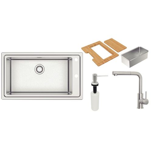 CUBA TRAMONTINA DE SOBREPOR SQUARE 86CM EM AÇO INOX COM ACESSÓRIOS 93894/113