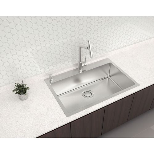 CUBA TRAMONTINA DE SOBREPOR DESIGN COLLECTION QUADRUM FLUSH EM AÇO INOX COM ACABAMENTO ACETINADO 70CM 93914/102