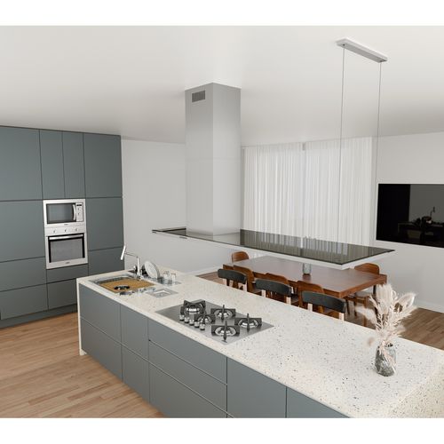COIFA TRAMONTINA DE ILHA COM MOTOR EXTERNO EM AÇO INOX E VIDRO SLIM TSMART 180CM 220V 95800/052