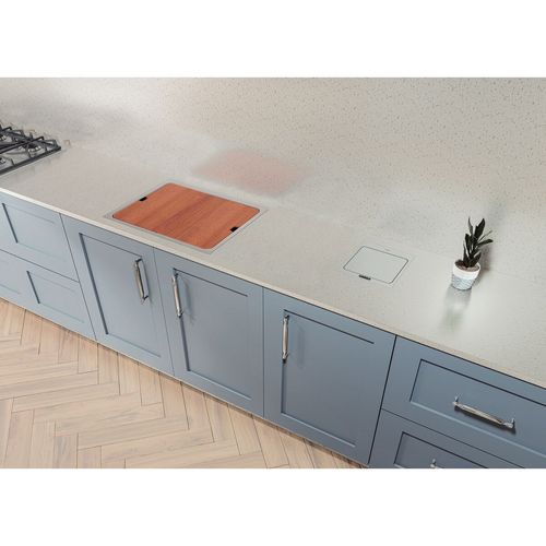 CUBA DE SOBREPOR TRAMONTINA WORKSTATION QUADRUM DEEP 50 EM INOX COM ACESSÓRIOS 93913/113