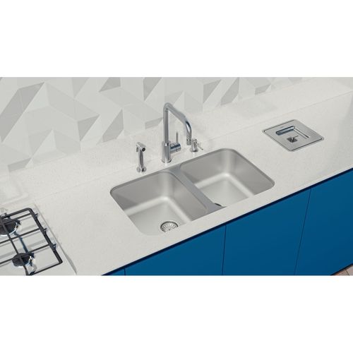 CUBA TRAMONTINA DUPLA RETANGULAR EM INOX 77X45 94033/112