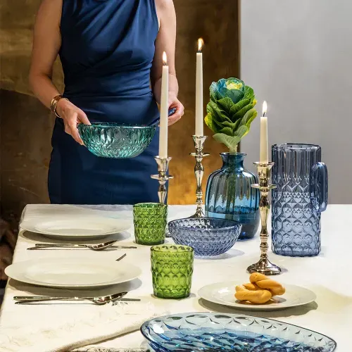 BANDEJA DE SERVIR GUZZINI OVAL SMALL EM ACRÍLICO VANITY ACQUA 32CM DENIM BLUE 131301SAC283