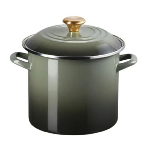 STOCKPOT LE CREUSET EM AÇO INOX ESMALTADO 22CM 7,6L PEGADOR DOURADO THYME 56000081732003