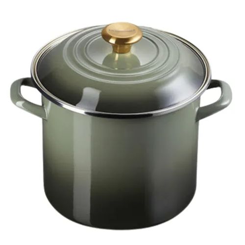 STOCKPOT LE CREUSET EM AÇO INOX ESMALTADO 22CM 7,6L PEGADOR DOURADO THYME 56000081732003