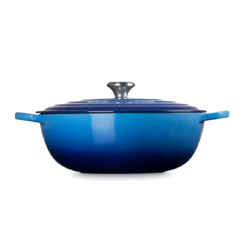 PANELA MARMITA LE CREUSET SIGNATURE GOURMET EM FERRO FUNDIDO 32CM AZURE BLUE 21114322202430