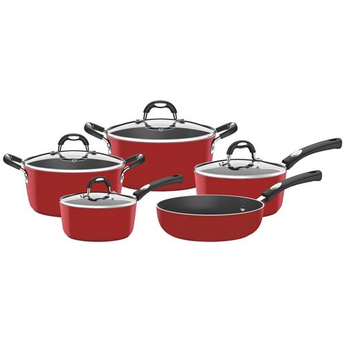 CONJUNTO 5 PEÇAS TRAMONTINA MONACO 4 PANELAS 1 FRIGIDEIRA EM ALUMINIO ANTIADERENTE VERMELHO 20899/750