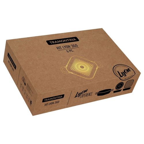 CONJUNTO 6 PEÇAS TRAMONTINA LYON 3 FORMA 1 CAÇAROLA 1 GRELHA ALUMÍNIO FORJADO ANTIADERENTE CARMIM ALÇA BEGE 20998/553