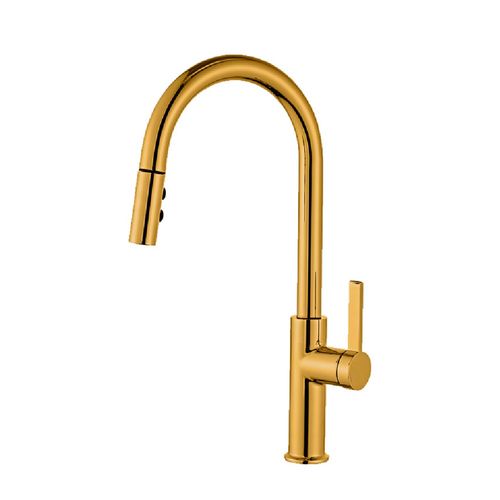 MISTURADOR RUBINETTOS MONOCOMANDO PARA COZINHA GOURMET CLASSIC COM DUCHA EXTENSÍVEL GOLD MATTE RB3401 40553