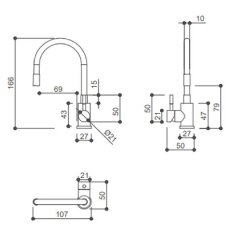 MISTURADOR DROP MONOCOMANDO BICA GIRATORIA PARA COZINHA EM AÇO INOX ESCOVADO DP8205