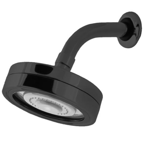 CHUVEIRO REDONDO DROP COM BRAÇO DE PAREDE 12CM EM AÇO INOX BLACK MATTE DP9720P