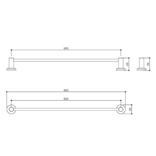 TOALHEIRO DROP DE PAREDE 60CM EM AÇO INOX BLACK MATTE DPACE9513