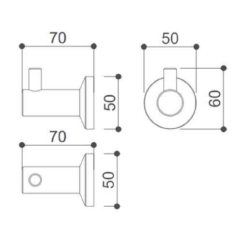 CABIDEIRO DROP SIMPLES DE PAREDE EM AÇO INOX DOURADO ESCOVADO DPACE6510