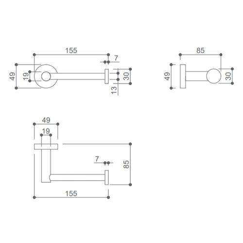 PAPELEIRA DROP DE PAREDE EM AÇO INOX ESCOVADO DPACE8511