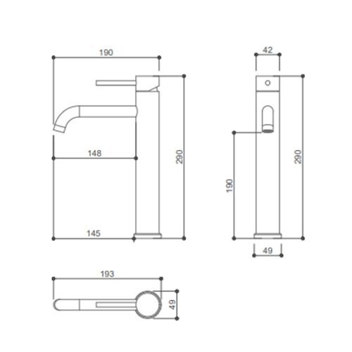 TORNEIRA DROP BICA ALTA PARA LAVATORIO EM AÇO INOX ESCOVADO DP8102