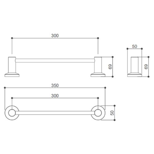 TOALHEIRO DROP DE PAREDE 30CM EM AÇO INOX CROMADO DPACE4512
