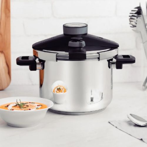 PANELA DE PRESSÃO TRAMONTINA PRESTO 6L COM FUNDO TRIPLO EM AÇO INOX 62518/223