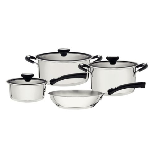 CONJUNTO 4 PEÇAS TRAMONTINA SOLAR 3 PANELAS 1 FRIGIDEIRA EM AÇO INOX ALÇA DE SILICONE 65120/030