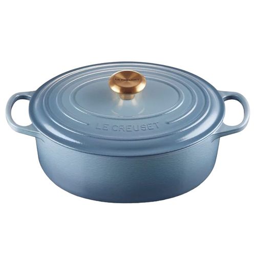 PANELA OVAL LE CREUSET SIGNATURE 31CM FERRO ESMALTADO AZUL CHAMBRAY 21178314344441