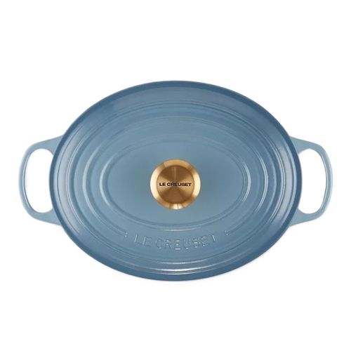 PANELA OVAL LE CREUSET SIGNATURE 31CM FERRO ESMALTADO AZUL CHAMBRAY 21178314344441