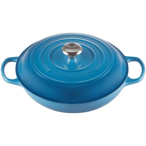 CAÇAROLA LE CREUSET BUFFET SIGNATURE EM FERRO FUNDIDO 26CM AZUL MARSEILLE 21180262002430