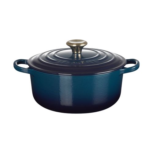 PANELA REDONDA LE CREUSET 20CM SIGNATURE FERRO ESMALTADO AZUL AGAVE 21177204220450