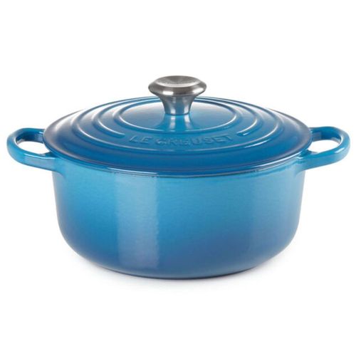 PANELA LE CREUSET REDONDA SIGNATURE EM FERRO FUNDIDO 22CM AZUL MARSEILLE 21177202002430