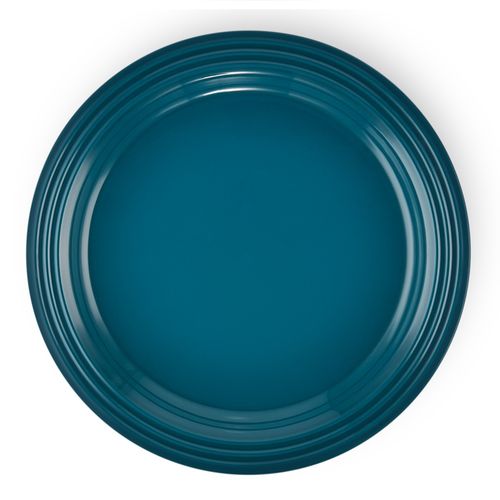 PRATO RASO REDONDO LE CREUSET 22CM EM CERÂMICA AZUL DEEP TEAL 630870306904642