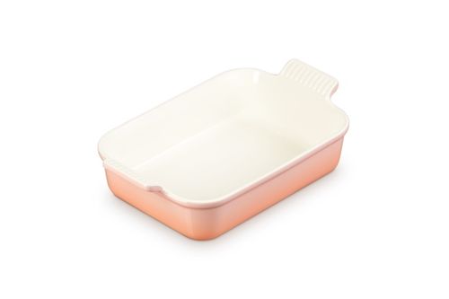 TRAVESSA LE CREUSET HERITAGE RETANGULAR EM CERÂMICA 26CM PESSEGO PECHE