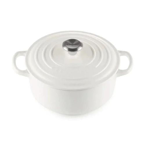 PANELA REDONDA LE CREUSET SIGNATURE 24CM FERRO ESMALTADO BRANCO COTTON 21177244314430
