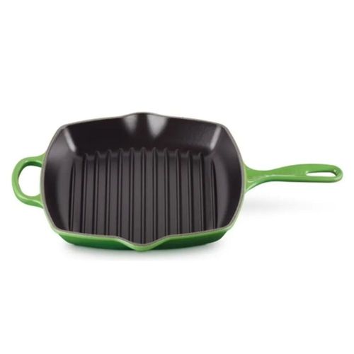 GRELHA QUADRADA LE CREUSET SIGNATURE 26CM EM FERRO FUNDIDO VERDE BAMBU 20183264080422