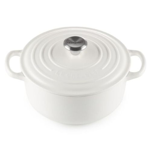PANELA REDONDA LE CREUSET SIGNATURE 22CM EM FERRO FUNDIDO BRANCO COTTON 21177224314430
