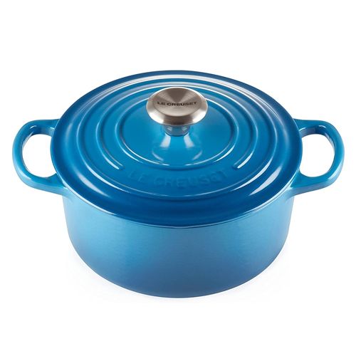 PANELA REDONDA LE CREUSET 18CM SIGNATURE FERRO ESMALTADO AZUL MARSEILLE 21177182002430