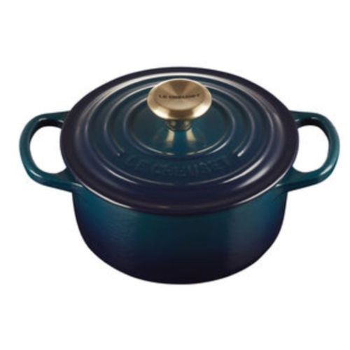 PANELA REDONDA LE CREUSET SIGNATURE 16CM EM FERRO FUNDIDO AZUL AGAVE 21177164220450