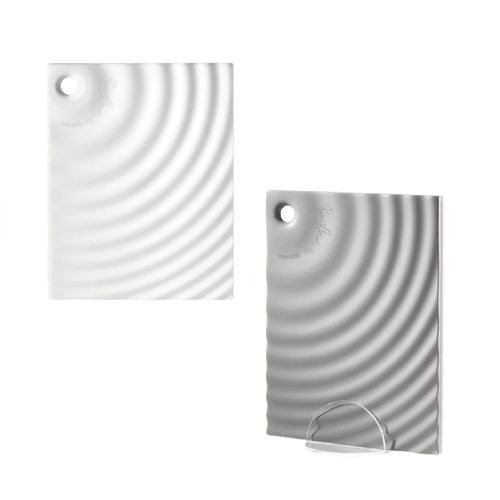 CONJUNTO 2 TÁBUAS DE CORTE GUZZINI ICONS DOIS LADOS 29X23CM COM BASE BRANCO 12370052