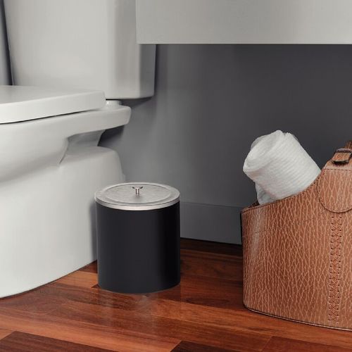 LIXEIRA TRAMONTINA ÚTIL COM TAMPA EM AÇO INOX PRETO 5L 94540/025