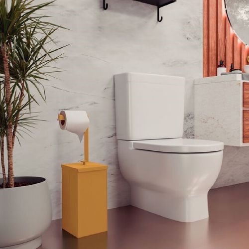 LIXEIRA TRAMONTINA LUZ SLIM EM AÇO INOX AMARELO 5,5L COM SUPORTE PARA PAPEL HIGIÊNICO 94540/096