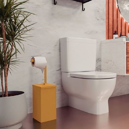 LIXEIRA TRAMONTINA LUZ SLIM EM AÇO INOX GOLD 5,5L COM SUPORTE PARA PAPEL HIGIÊNICO 94540/081