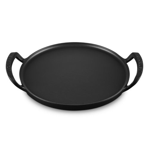 GRELHA PARA PIZZA LE CREUSET REDONDA ALPINE 35CM COM ALÇAS EM FERRO FUNDIDO BLACK MATTE 20272350000005