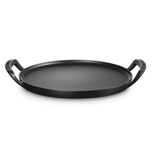 GRELHA PARA PIZZA LE CREUSET REDONDA ALPINE 35CM COM ALÇAS EM FERRO FUNDIDO BLACK MATTE 20272350000005