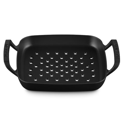 CESTA PERFURADA LE CREUSET QUADRADA ALPINE 30CM EM FERRO FUNDIDO BLACK MATTE 20271300000005