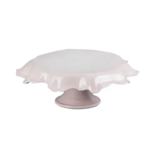 SUPORTE PARA BOLO LE CREUSET RUFFLE 28CM EM CERÂMICA SHELL PINK 81607287770099