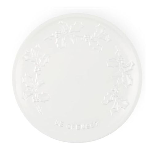 PRATO RASO LE CREUSET SPHERE HOLLY 19CM EM CERÂMICA BRANCO 80033190100003